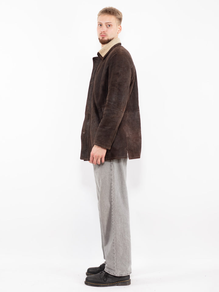 Vintage 00's Men Sheepskin Coat in Brown