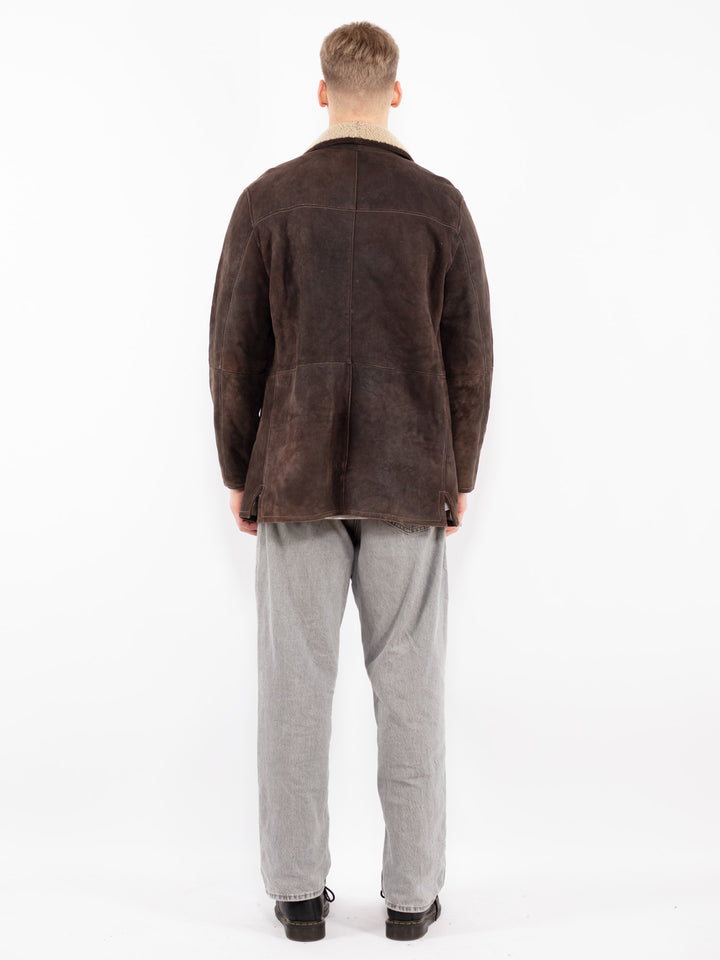 Vintage 00's Men Sheepskin Coat in Brown