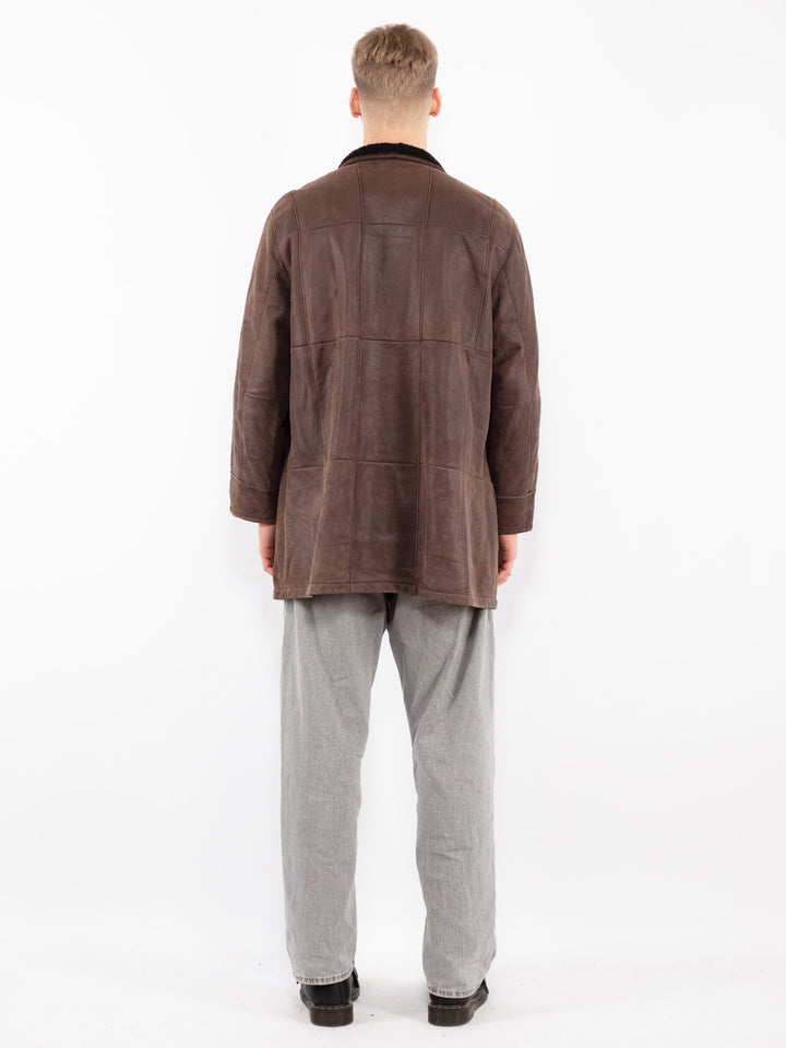 Vintage 00's Men Sheepskin Coat in Brown