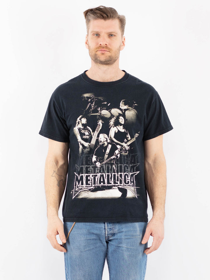 Vintage 00's Men Metallica Print T-Shirt in Dark Blue
