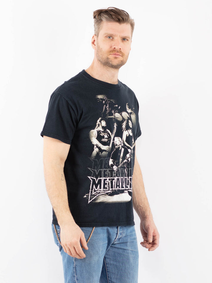 Vintage 00's Men Metallica Print T-Shirt in Dark Blue