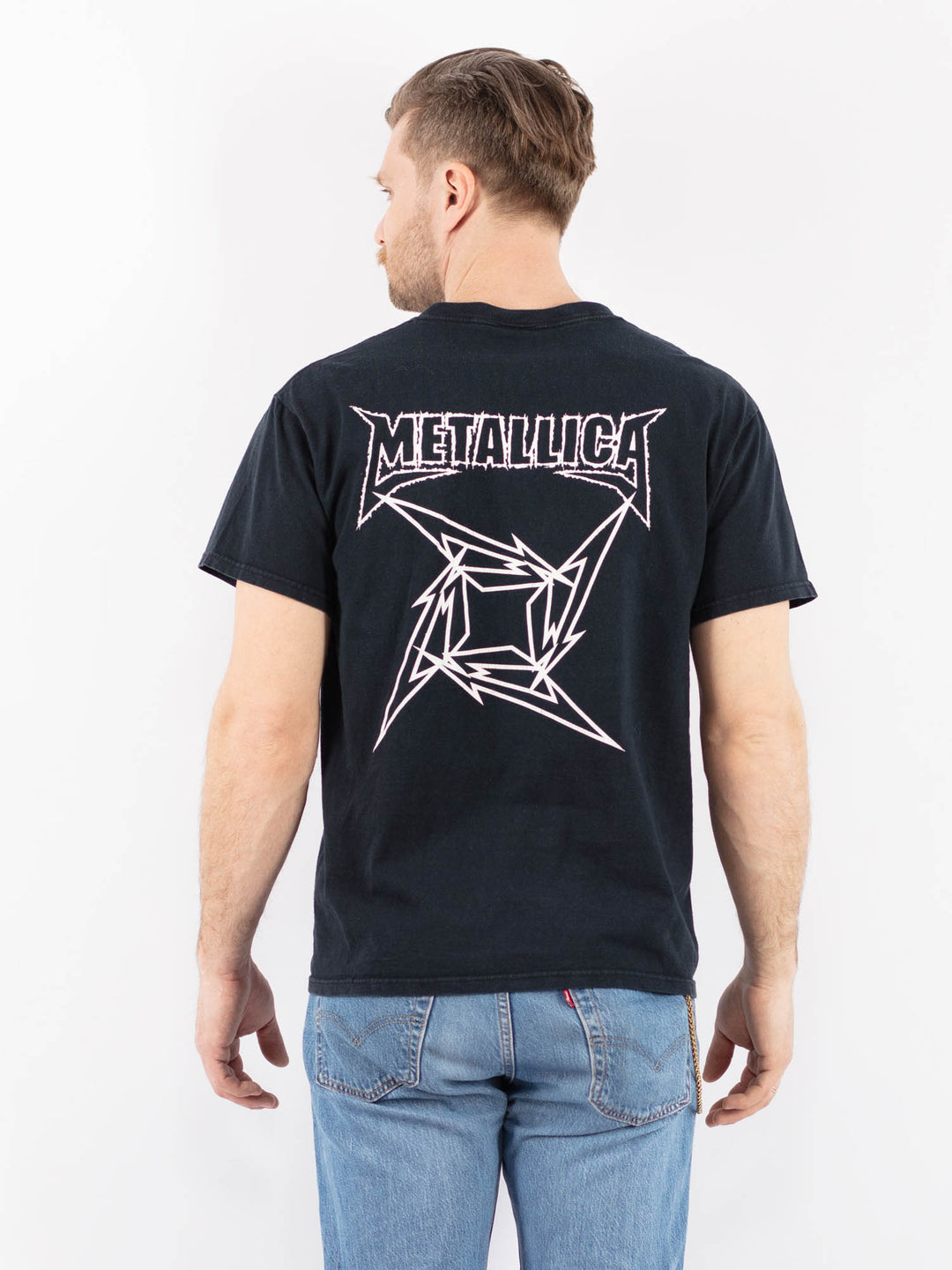 Vintage 00's Men Metallica Print T-Shirt in Dark Blue