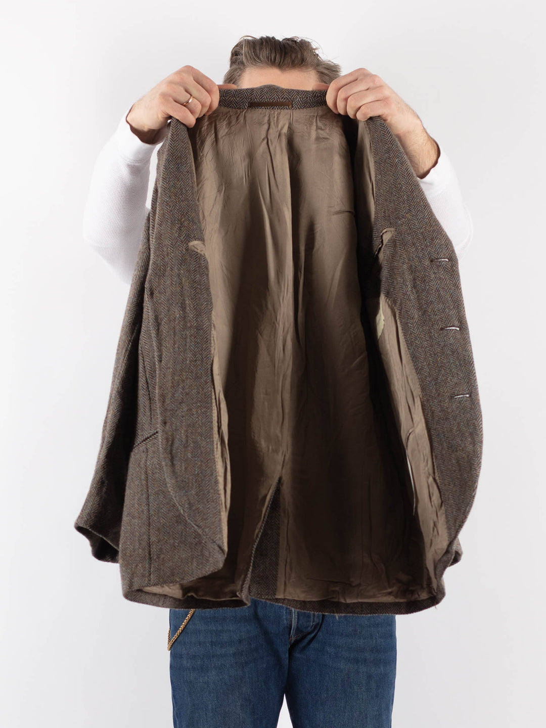 Vintage 00's Men Harris Tweed Jacket in BeigeZ1209
