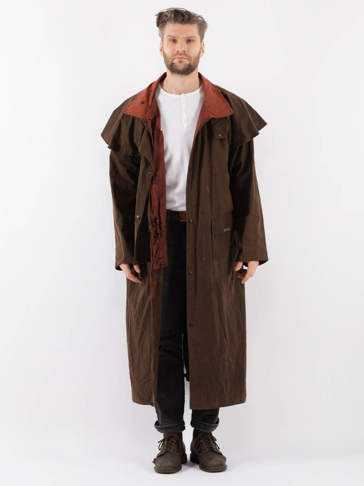 Vintage 00's Men Waxed Canvas Coat in BrownZ882