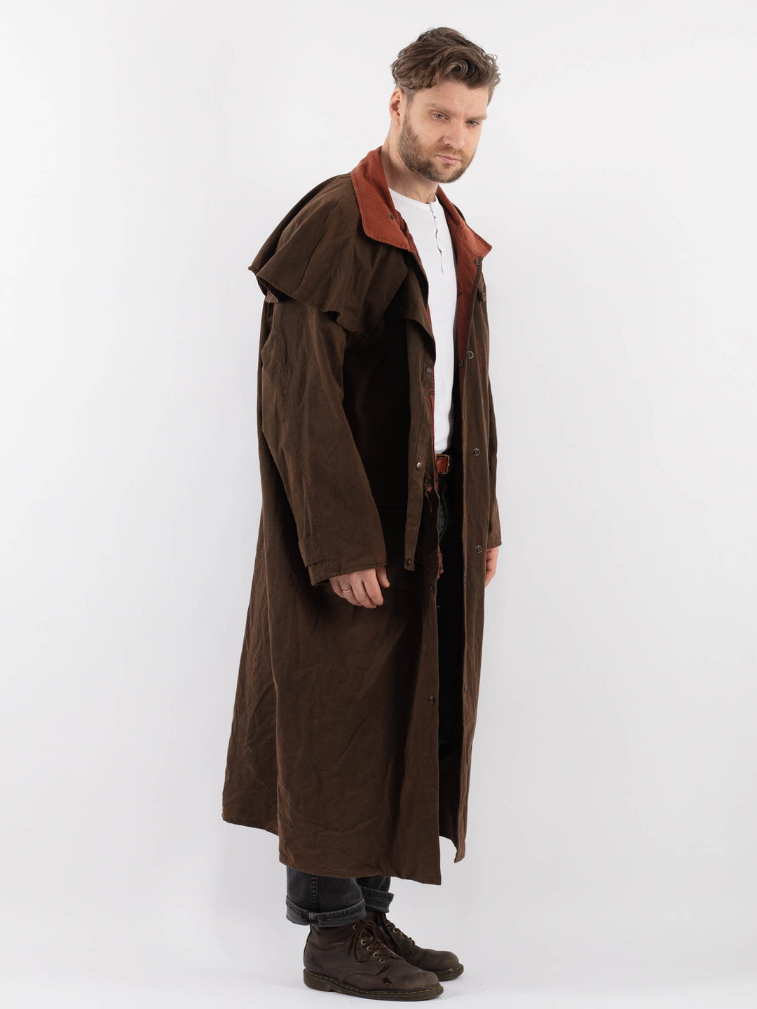 Vintage 00's Men Waxed Canvas Coat in BrownZ882