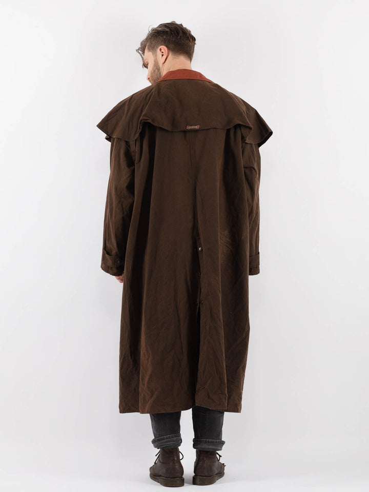 Vintage 00's Men Waxed Canvas Coat in BrownZ882