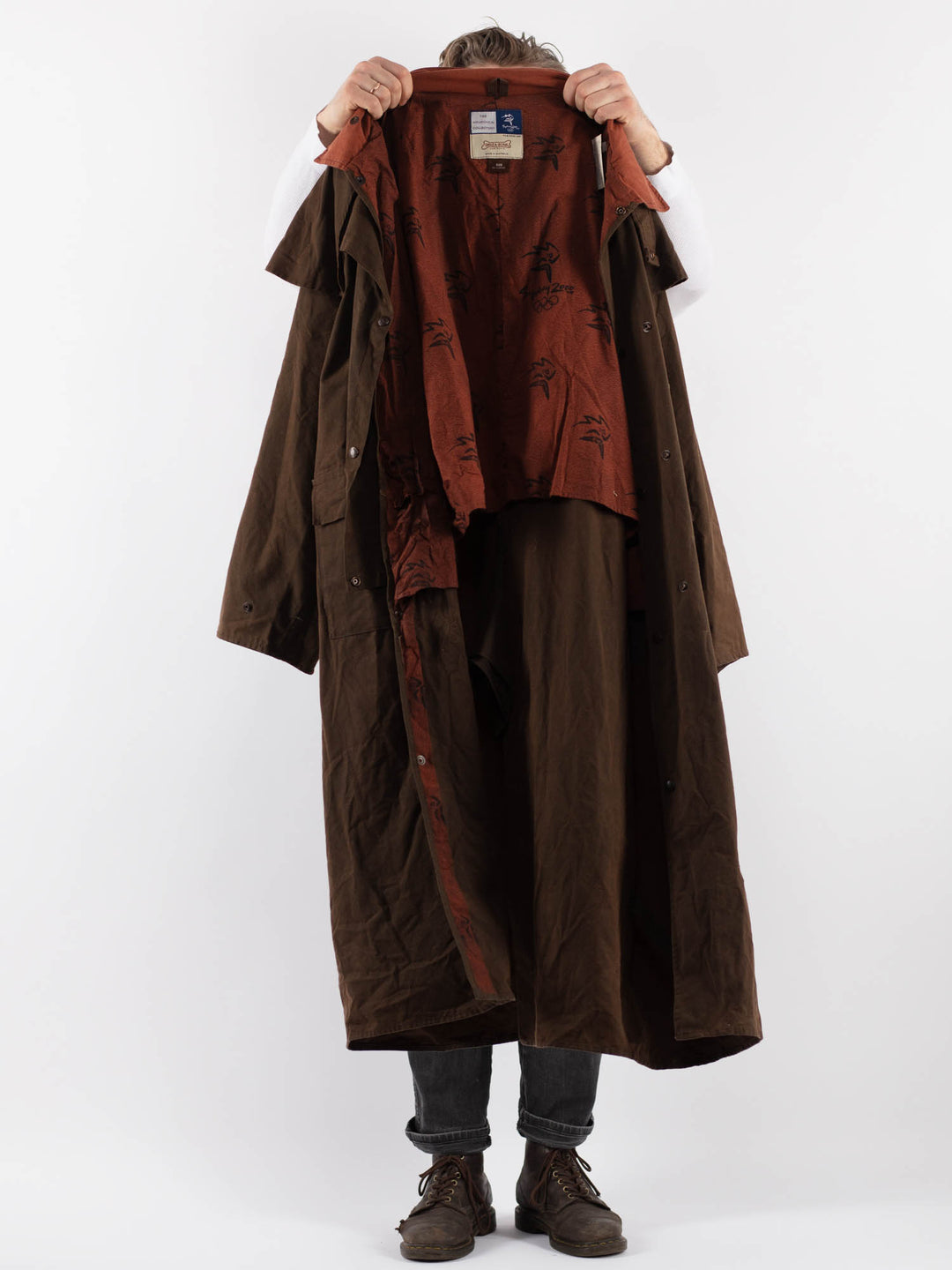 Vintage 00's Men Waxed Canvas Coat in BrownZ882