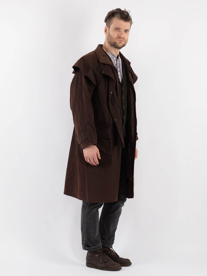 Vintage 00's Men Waxed Canvas Coat in BrownZ520