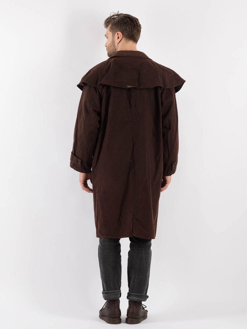 Vintage 00's Men Waxed Canvas Coat in BrownZ520