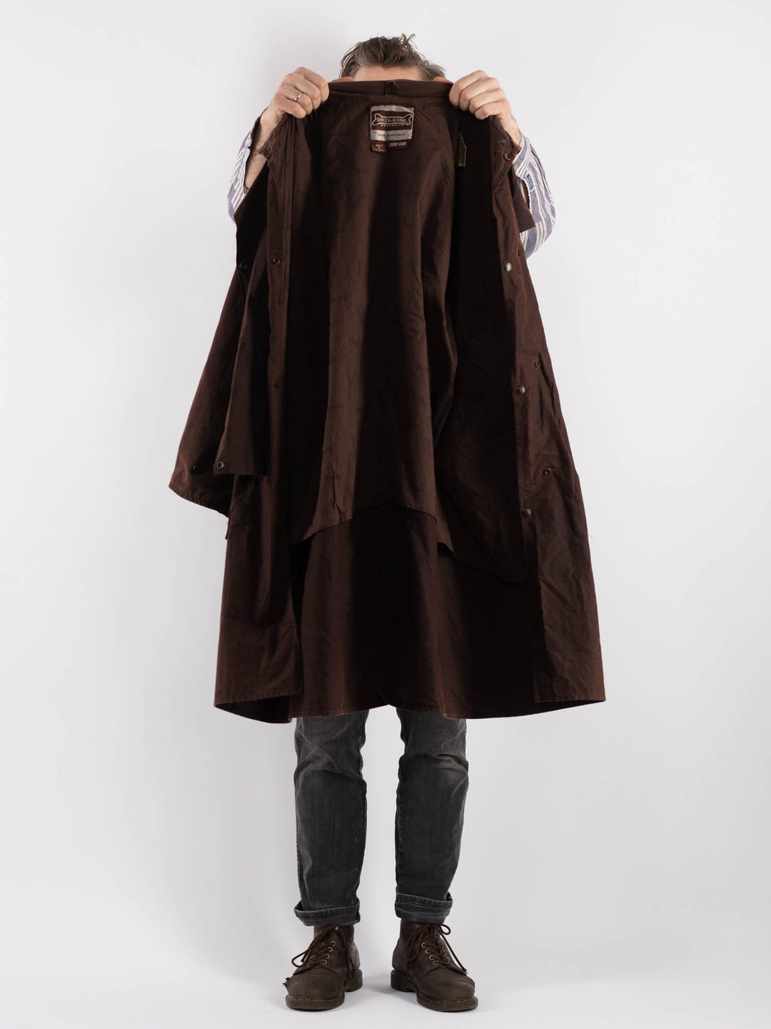 Vintage 00's Men Waxed Canvas Coat in BrownZ520