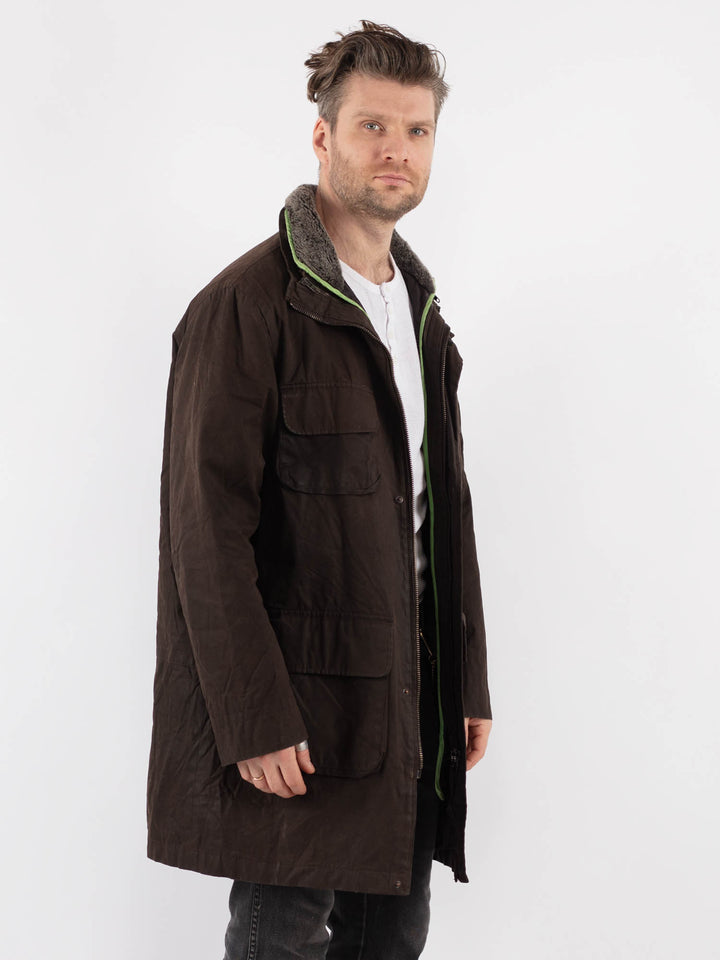Vintage 00's Men Waxed Canvas Coat in BrownZ685