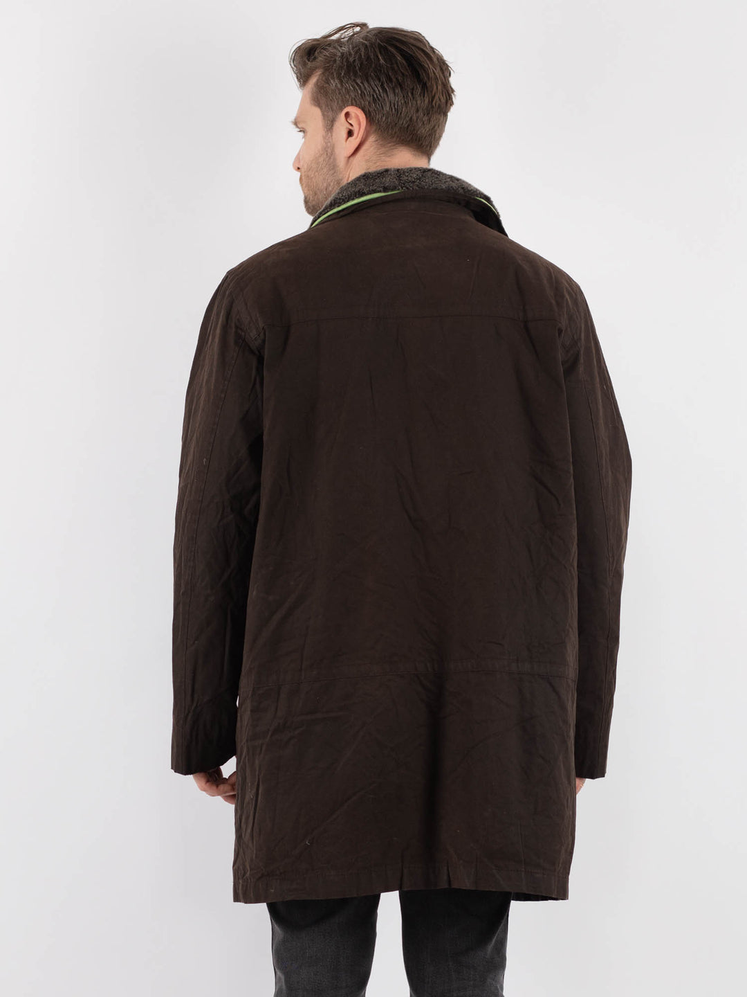 Vintage 00's Men Waxed Canvas Coat in BrownZ685