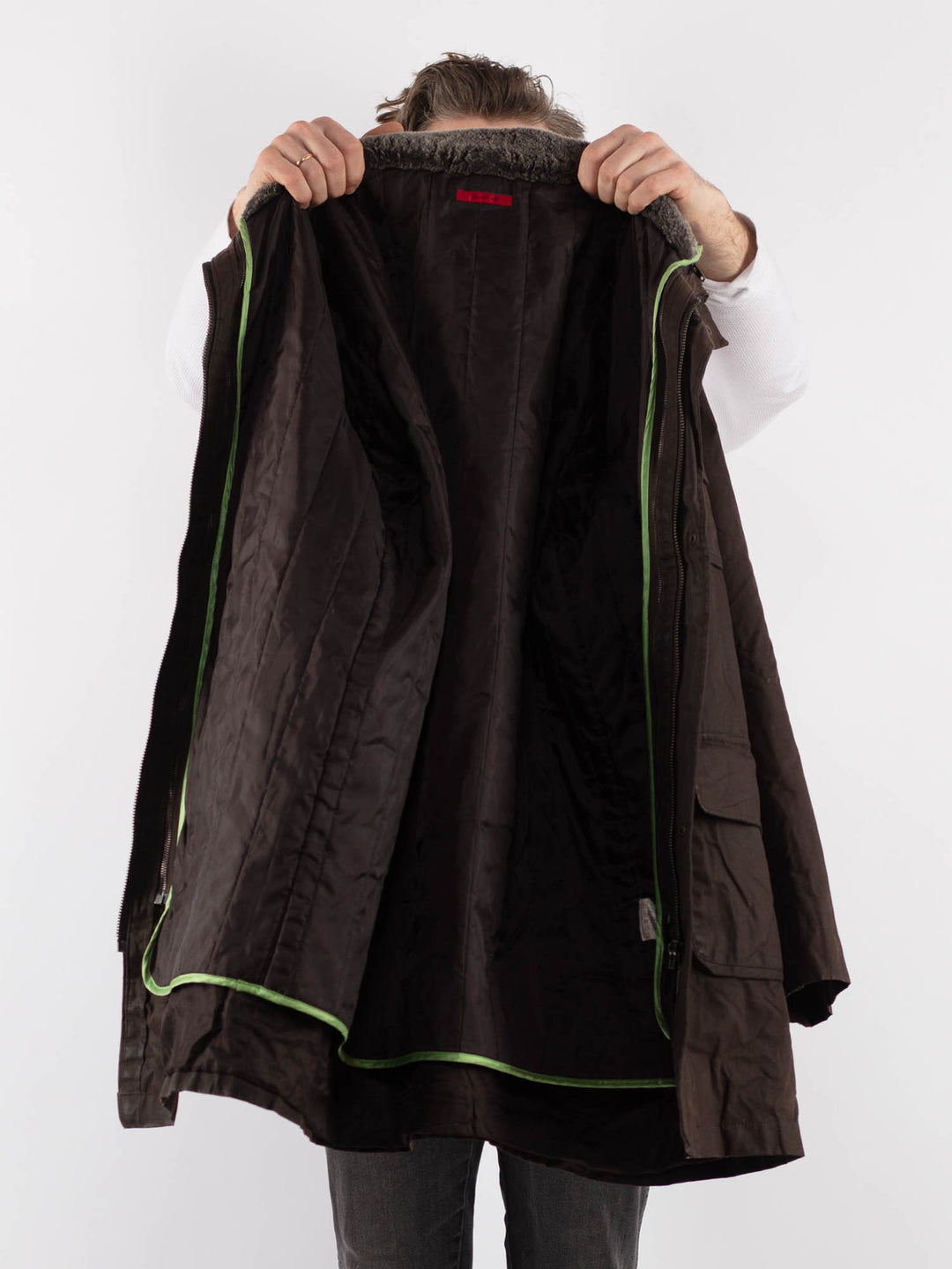 Vintage 00's Men Waxed Canvas Coat in BrownZ685