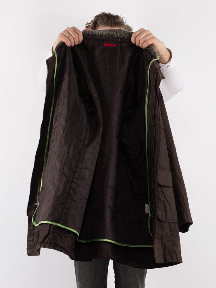 Vintage 00's Men Waxed Canvas Coat in BrownZ685