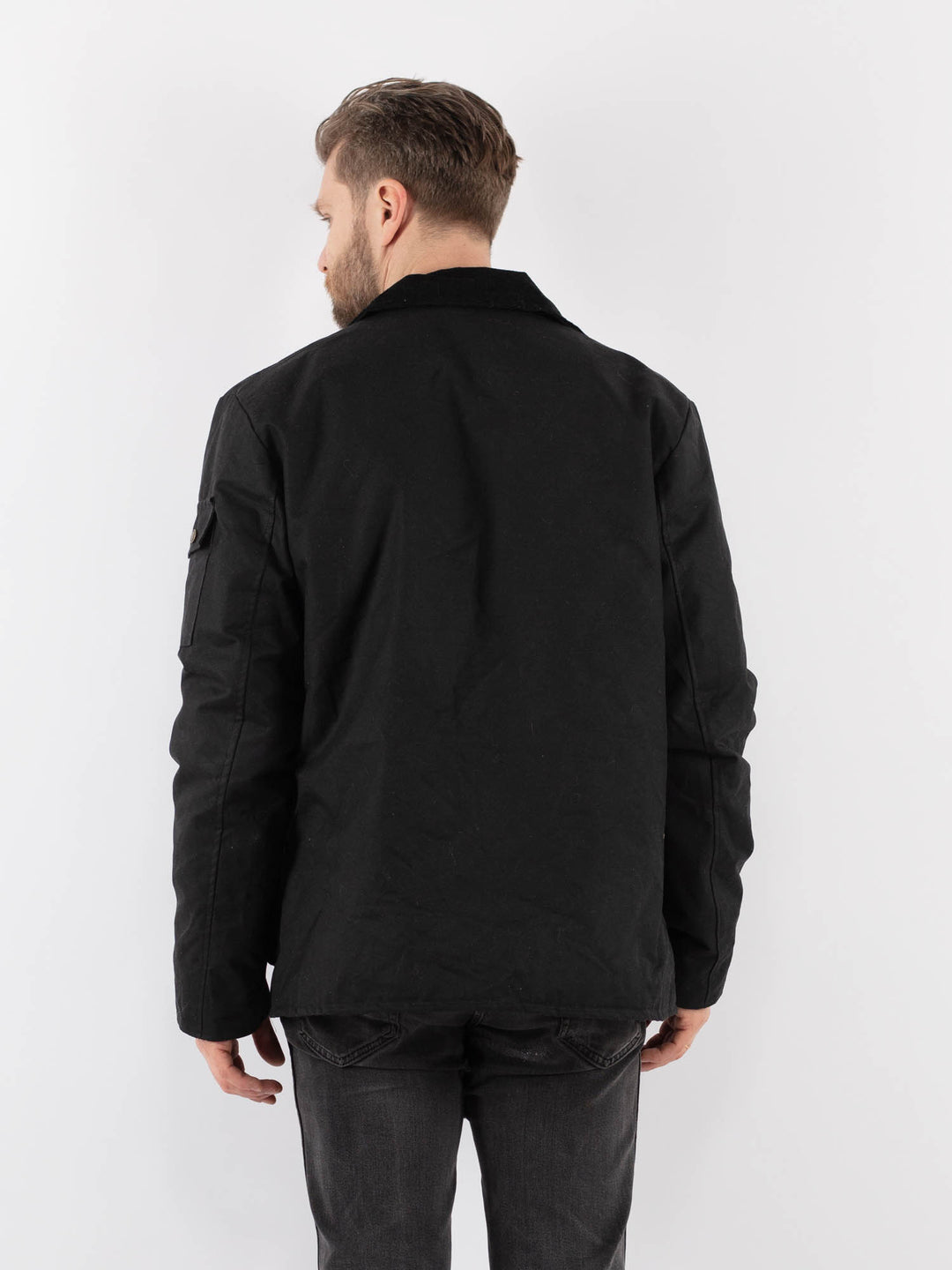 Vintage 00's Men Waxed Canvas Jacket in BlackZ931