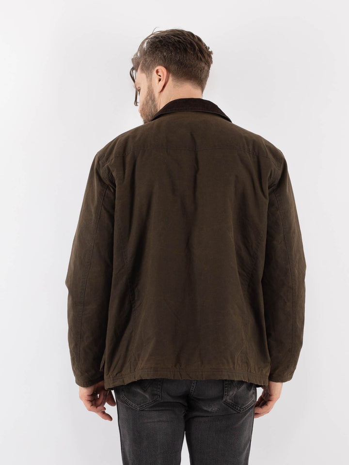 Vintage 00's Men Waxed Canvas Jacket in BrownZ912