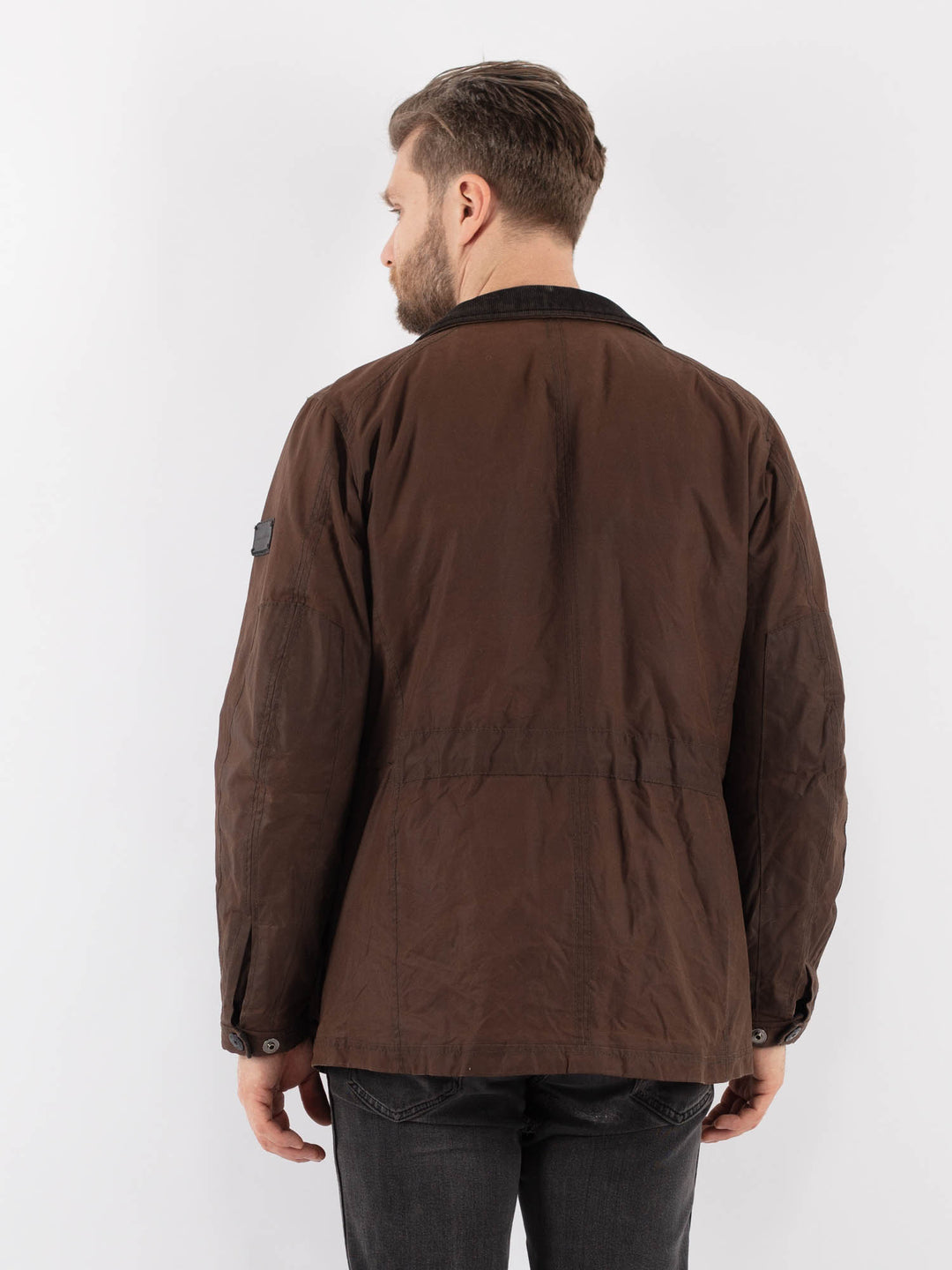 Vintage 00's Men Waxed Canvas Jacket in BrownZ916