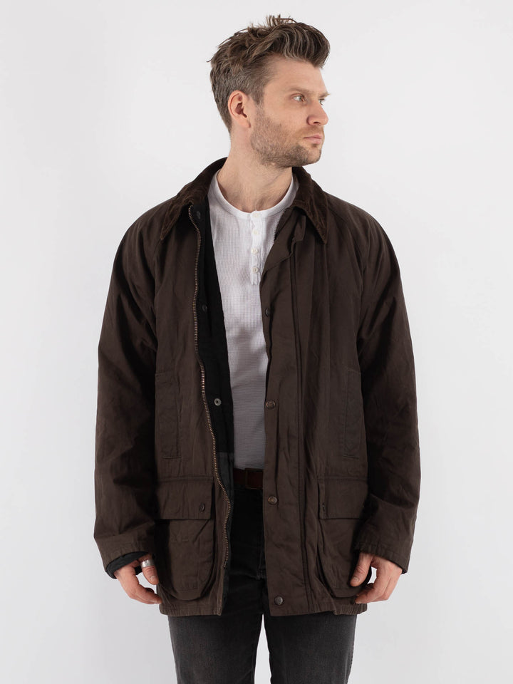 Vintage 00's Men Waxed Cotton Jacket in BrownZ668