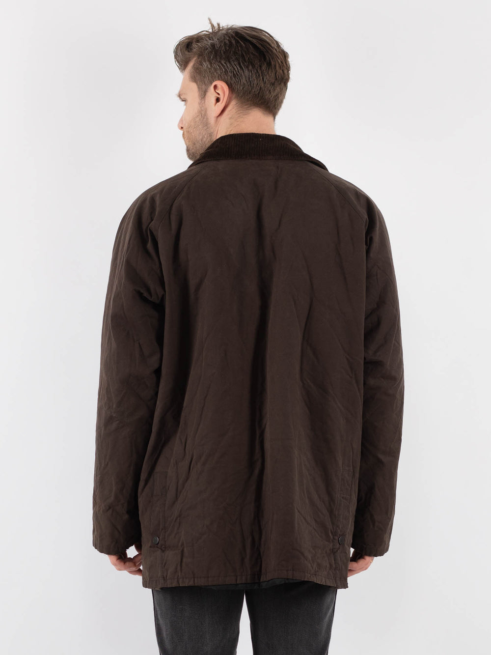 Vintage 00's Men Waxed Cotton Jacket in BrownZ668