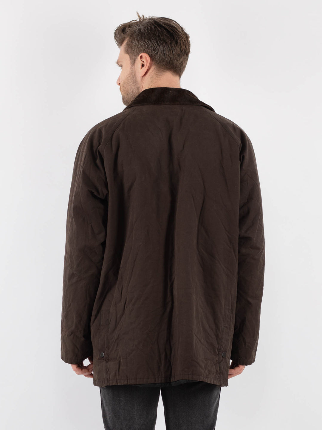 Vintage 00's Men Waxed Cotton Jacket in BrownZ668