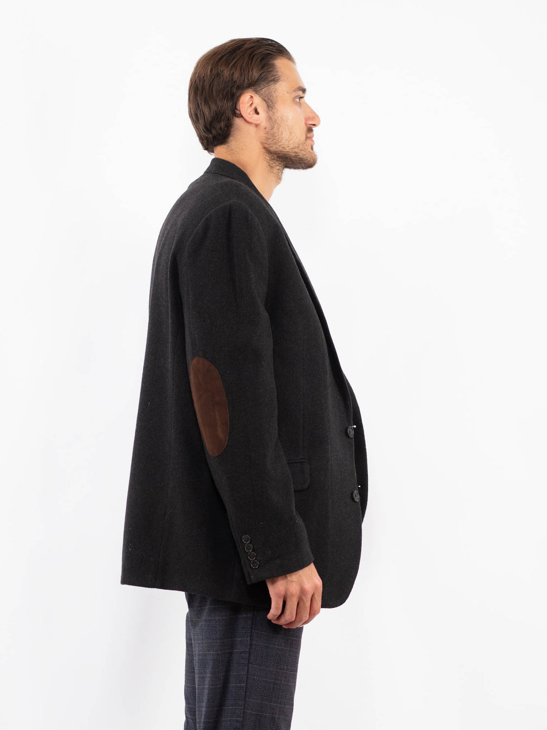 Vintage 00's Men Wool Blend Blazer Jacket in GrayZ2152