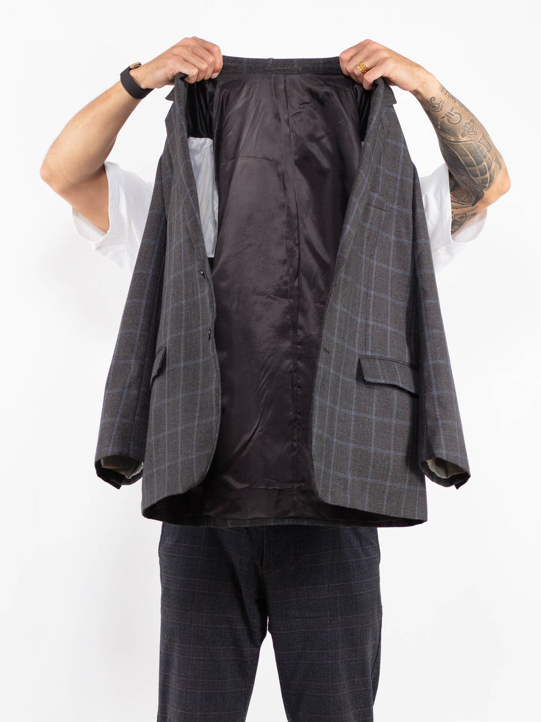 Vintage 00's Men Wool Blend Blazer Jacket in GrayZ2153