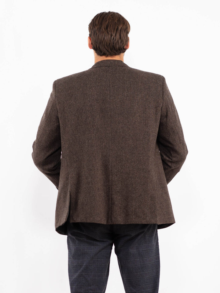 Vintage 00's Men Wool Blazer Jacket in BrownZ2154