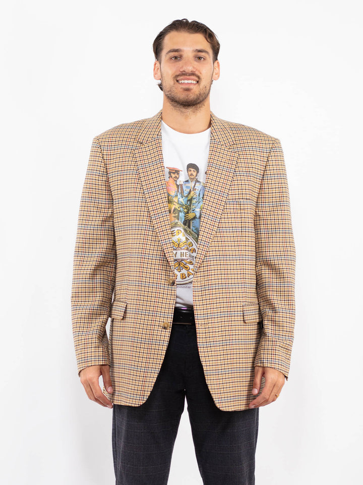 Vintage 00's Men Wool Blazer Jacket in BeigeZ2215