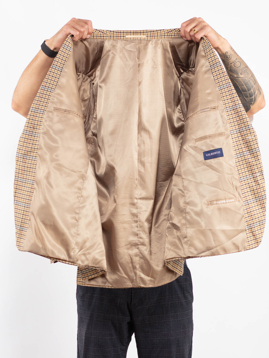 Vintage 00's Men Wool Blazer Jacket in BeigeZ2215