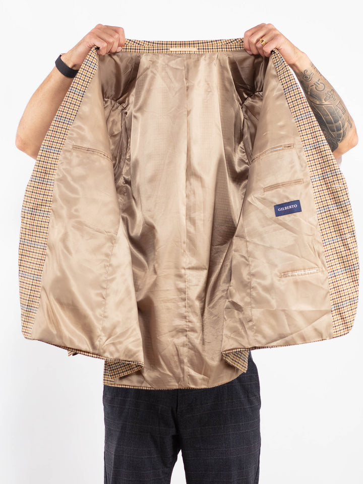 Vintage 00's Men Wool Blazer Jacket in BeigeZ2215