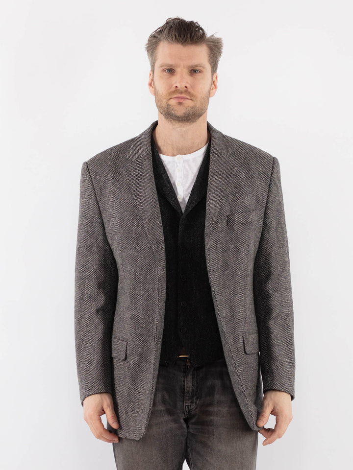Vintage 00's Men Wool Blazer Jacket in GrayZ1042