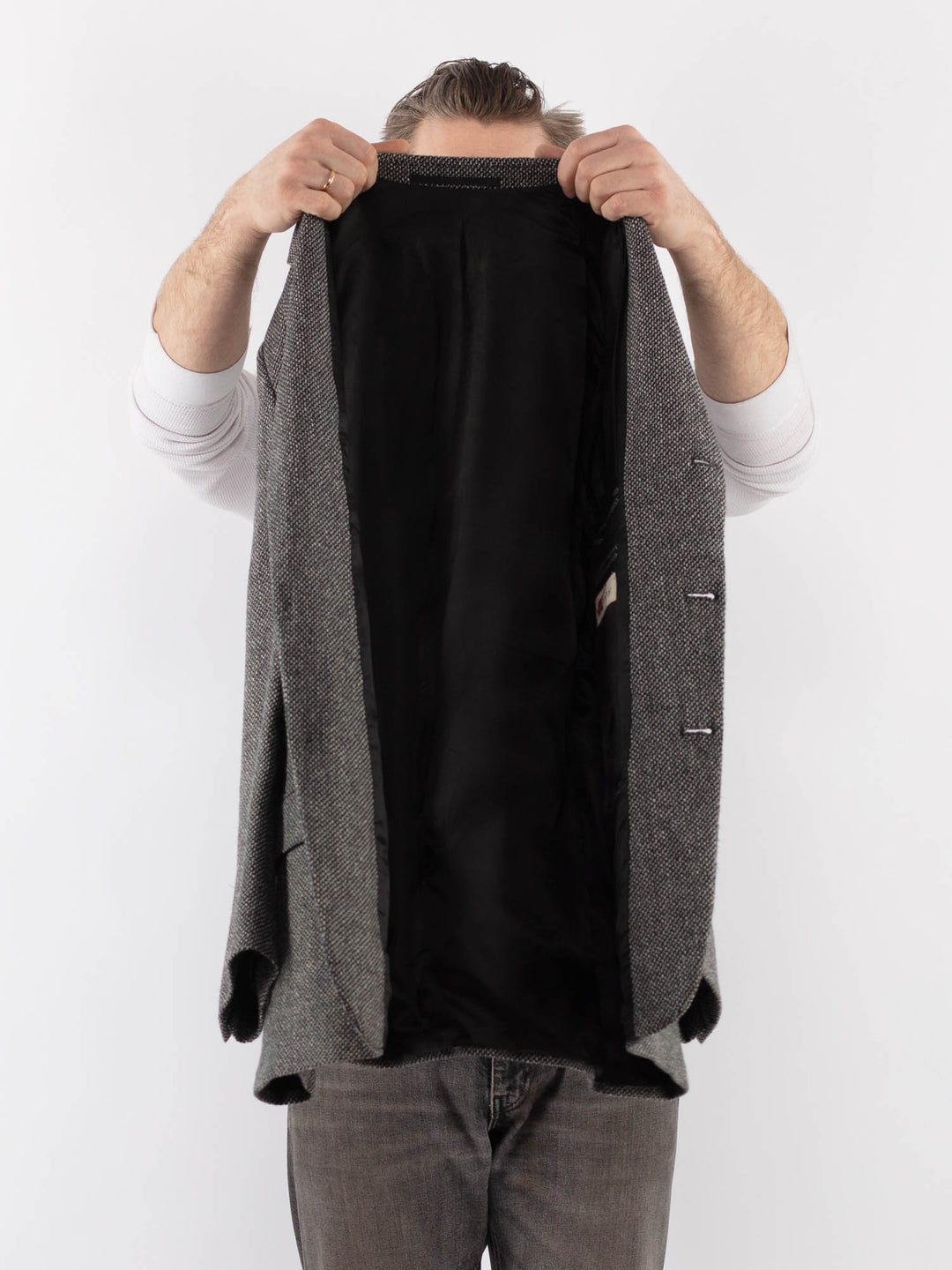 Vintage 00's Men Wool Blazer Jacket in GrayZ1042