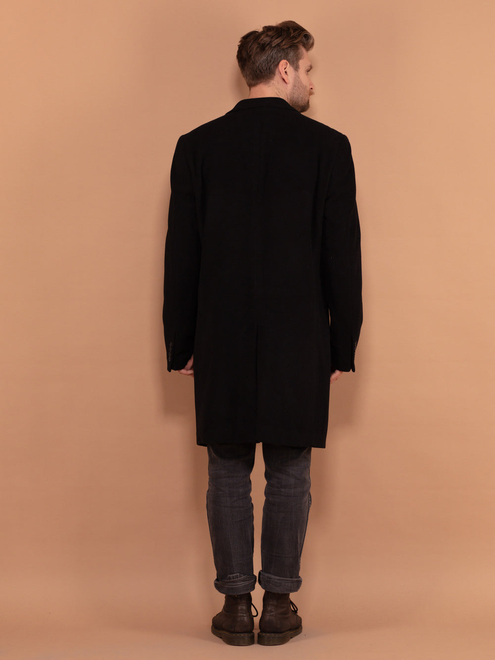 Vintage 00's Men Wool Blend Coat in Black - NorthernGrip