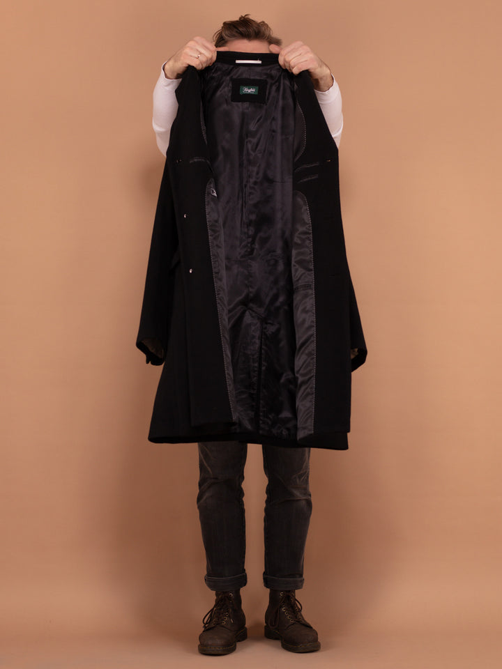 Vintage 00's Men Wool Blend Coat in Black - NorthernGrip