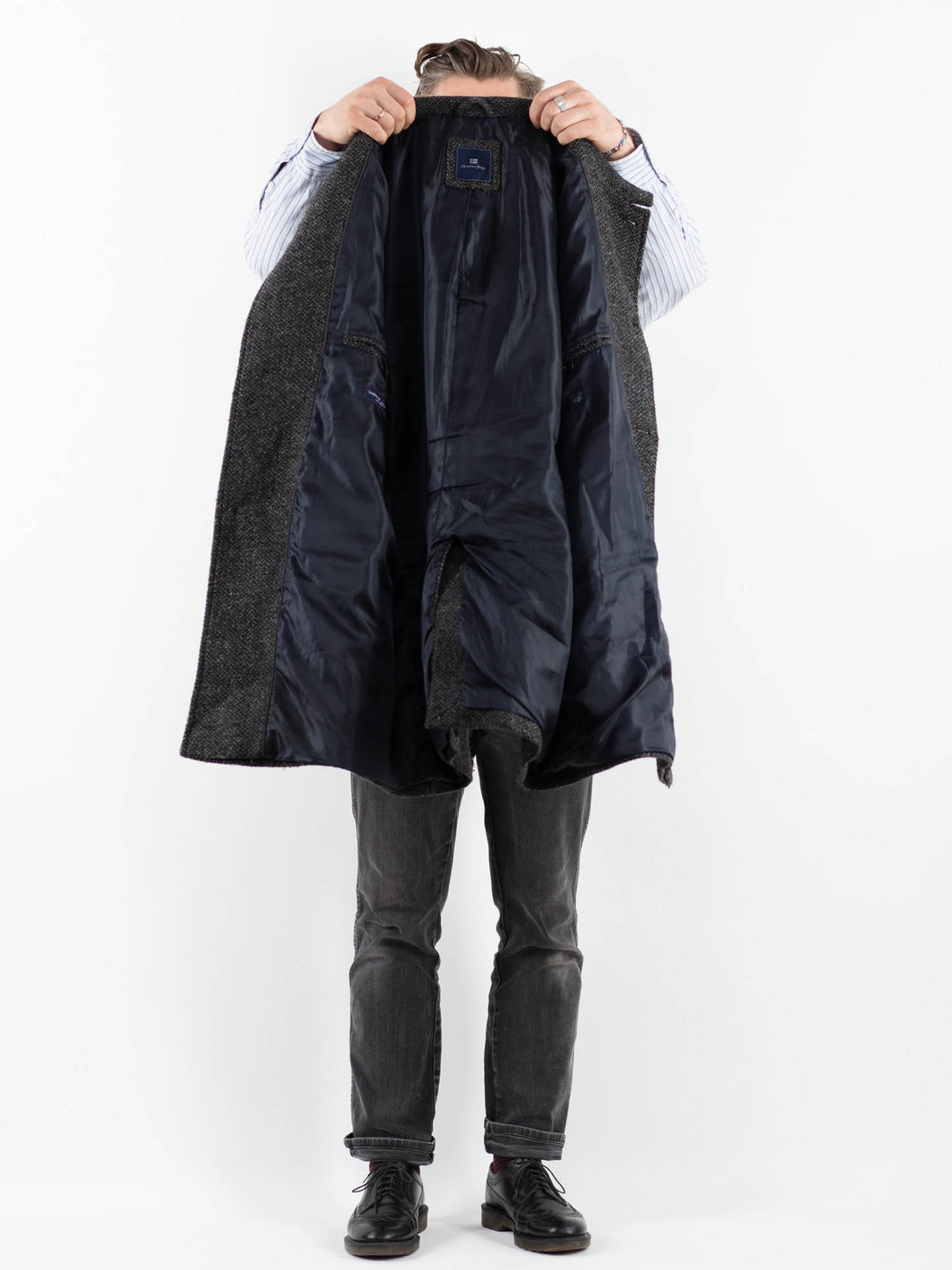 Vintage 00's Men Wool Blend Coat in Gray