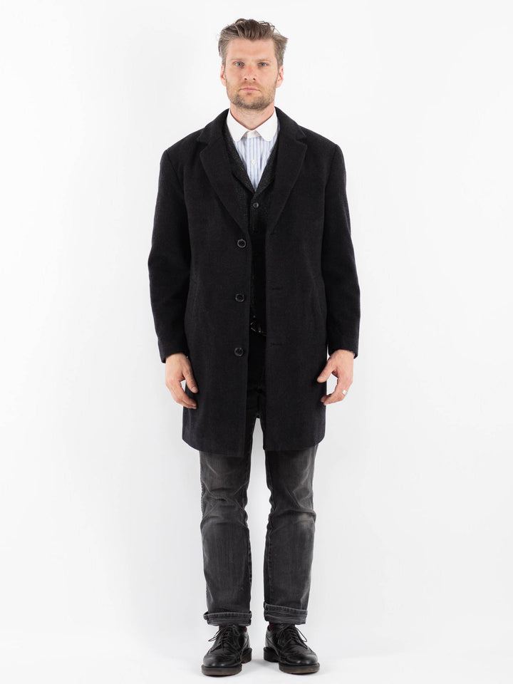 Vintage 00's Men Wool Blend Coat in Gray