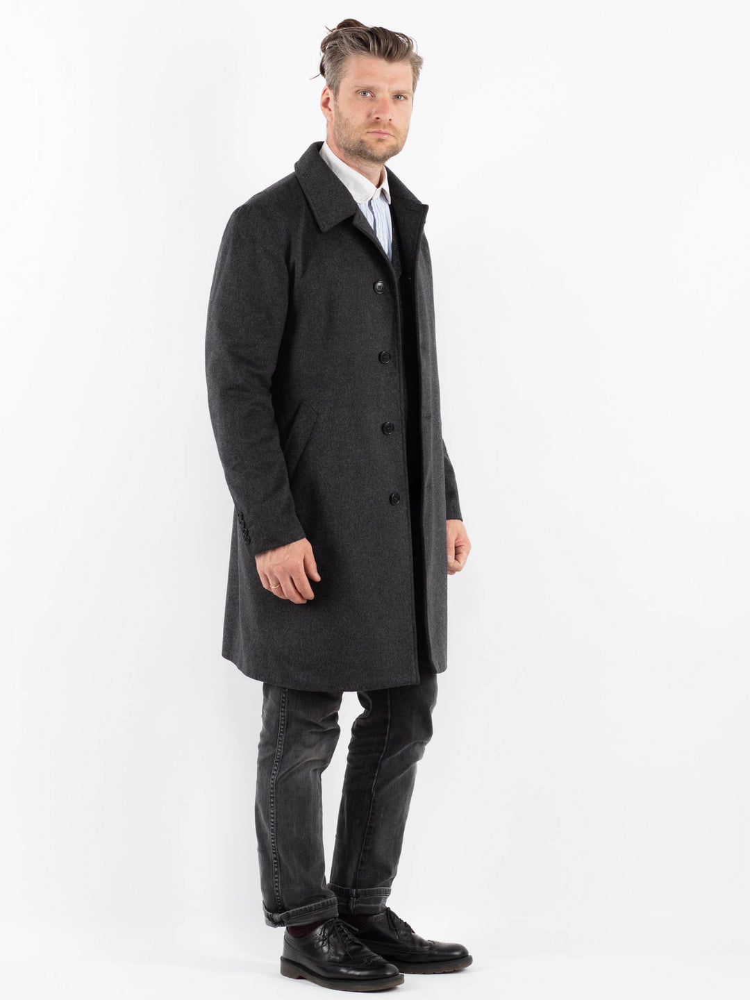 Vintage 00's Men Wool Blend Coat in GrayZ1753