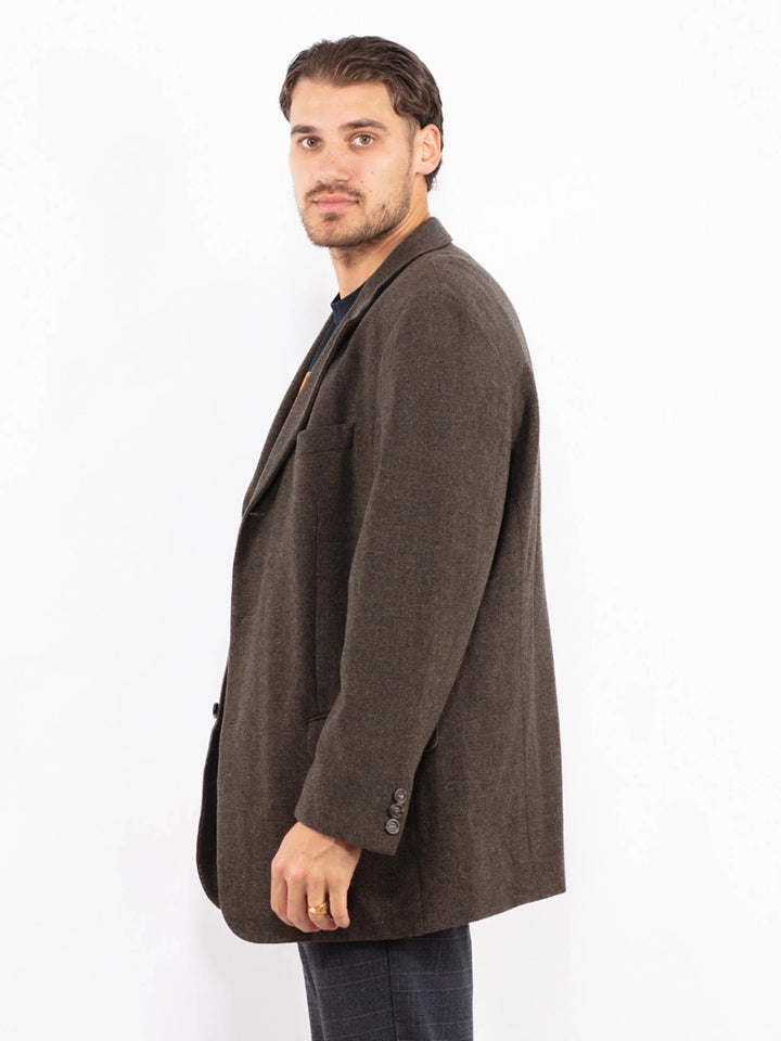 Vintage 00's Men Wool Blend Blazer Jacket in BrownZ2428