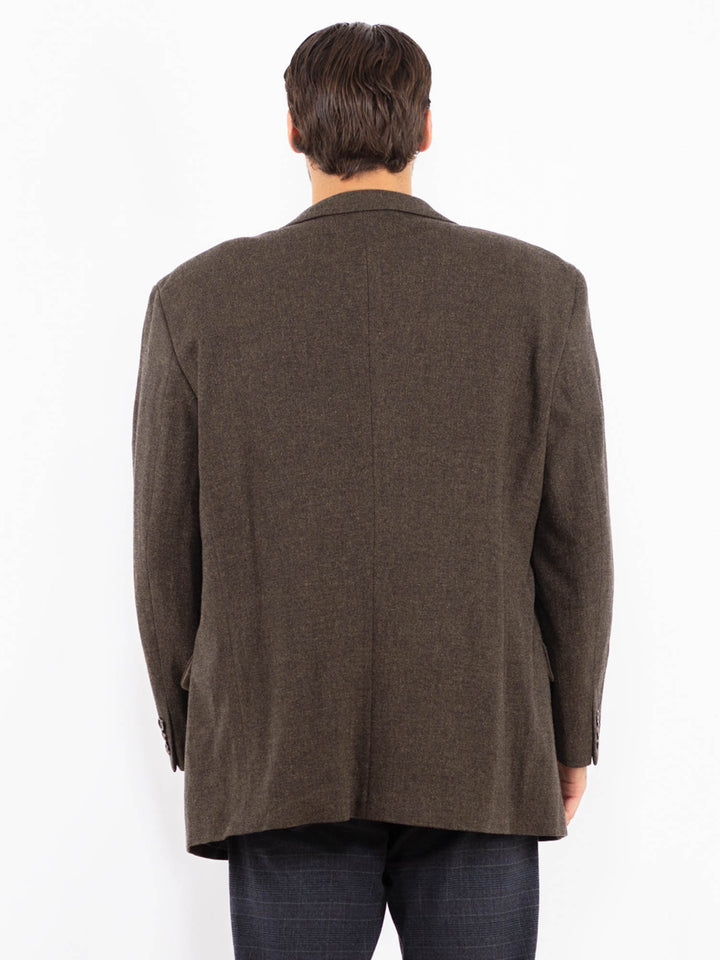 Vintage 00's Men Wool Blend Blazer Jacket in BrownZ2428
