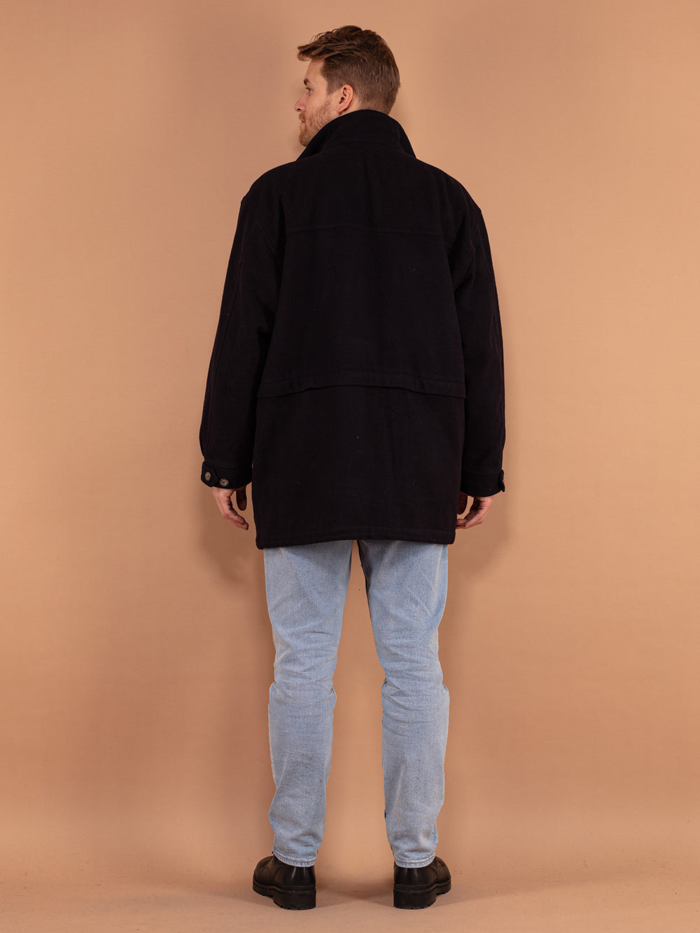 Vintage 00's Men Wool Peacoat in Blue - NorthernGrip