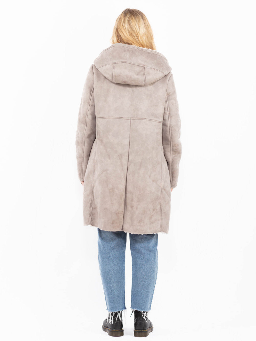 Vintage 00's Women Faux Sheepskin Coat in GrayA0493