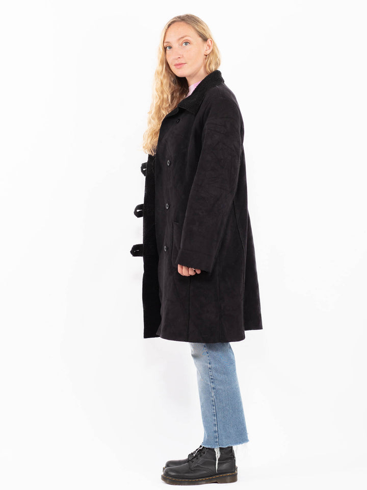Vintage 00's Women Faux Sheepskin Coat in BlackA0497