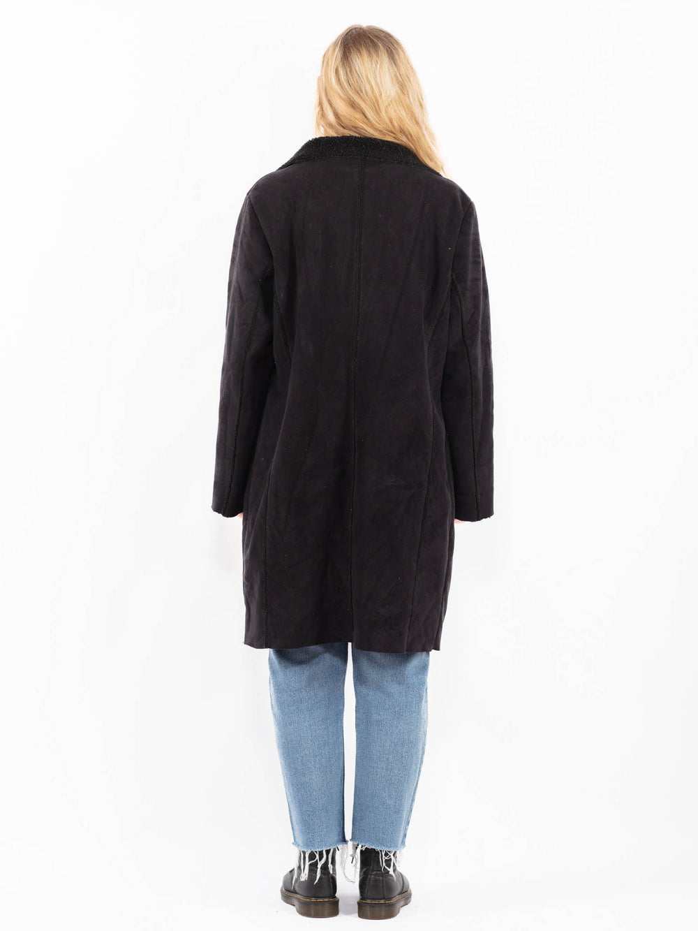 Vintage 00's Women Faux Sheepskin Coat in BlackA0497