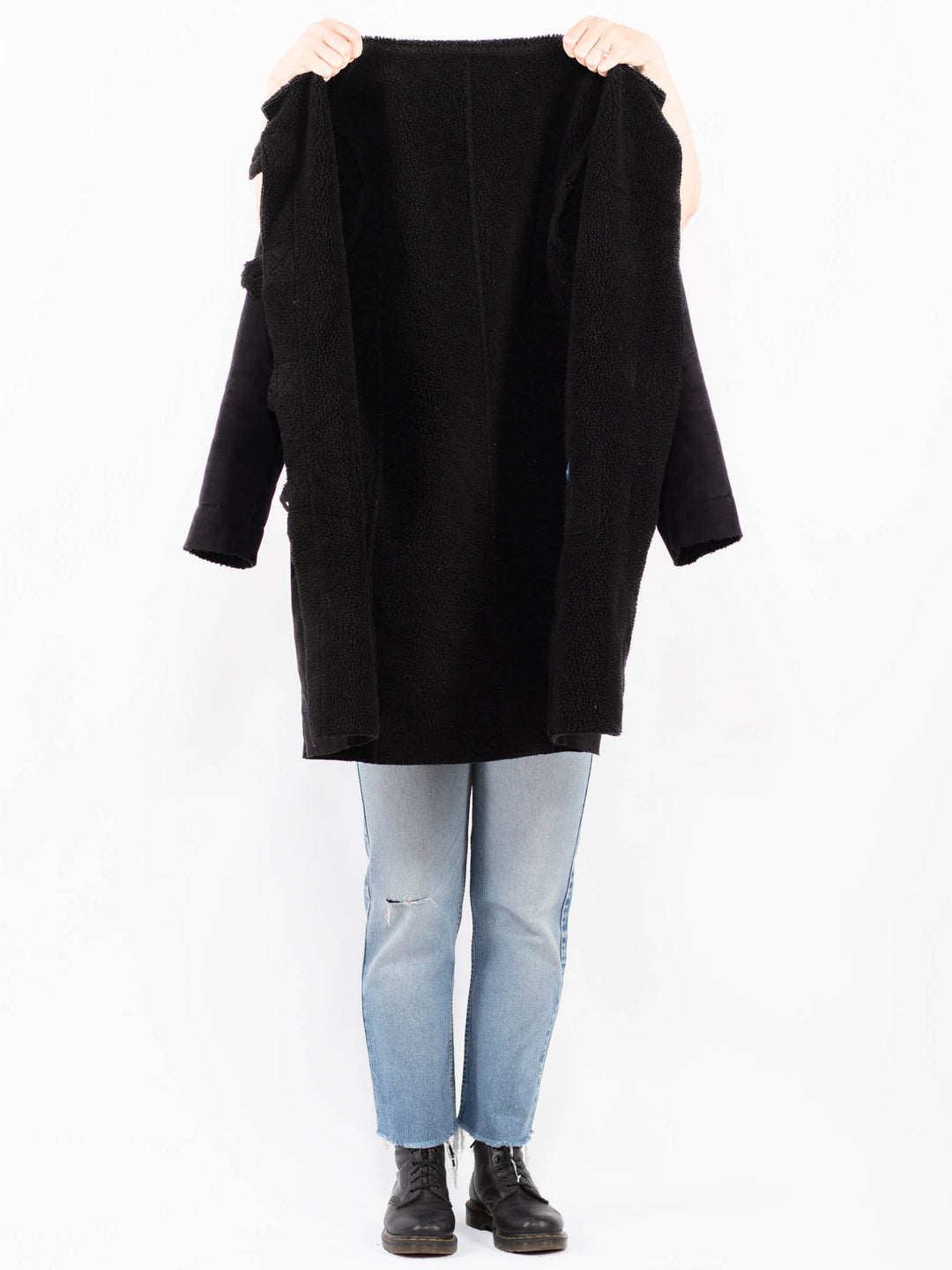 Vintage 00's Women Faux Sheepskin Coat in BlackA0497