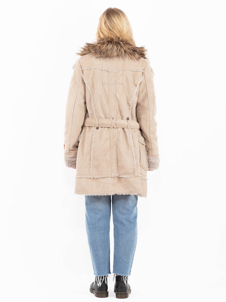 Vintage 00's Women Faux Sheepskin Coat in BeigeA0500