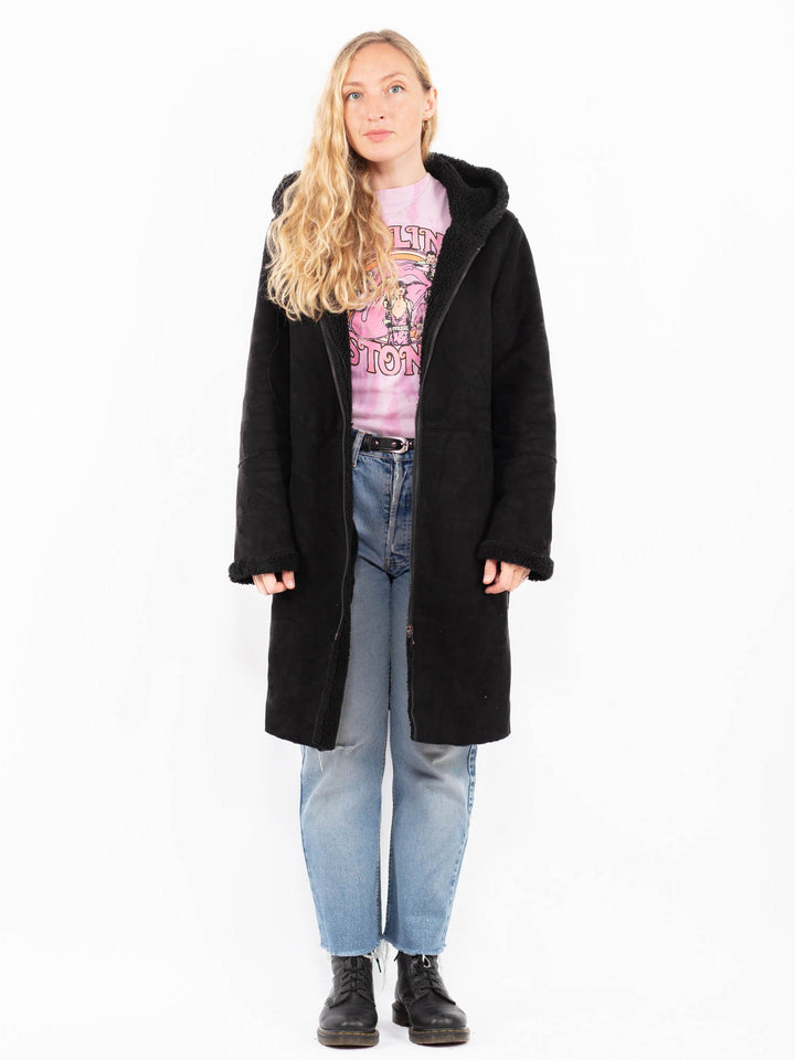 Vintage 00's Women Faux Sheepskin in BlackA0502