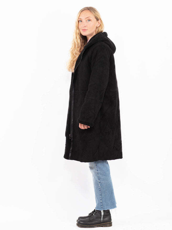 Vintage 00's Women Faux Sheepskin in BlackA0502