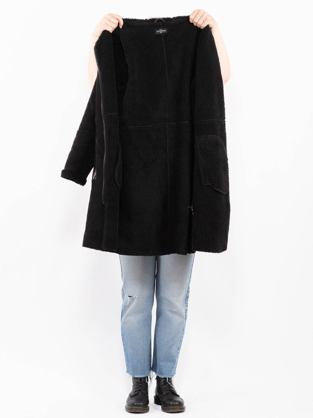 Vintage 00's Women Faux Sheepskin in BlackA0502