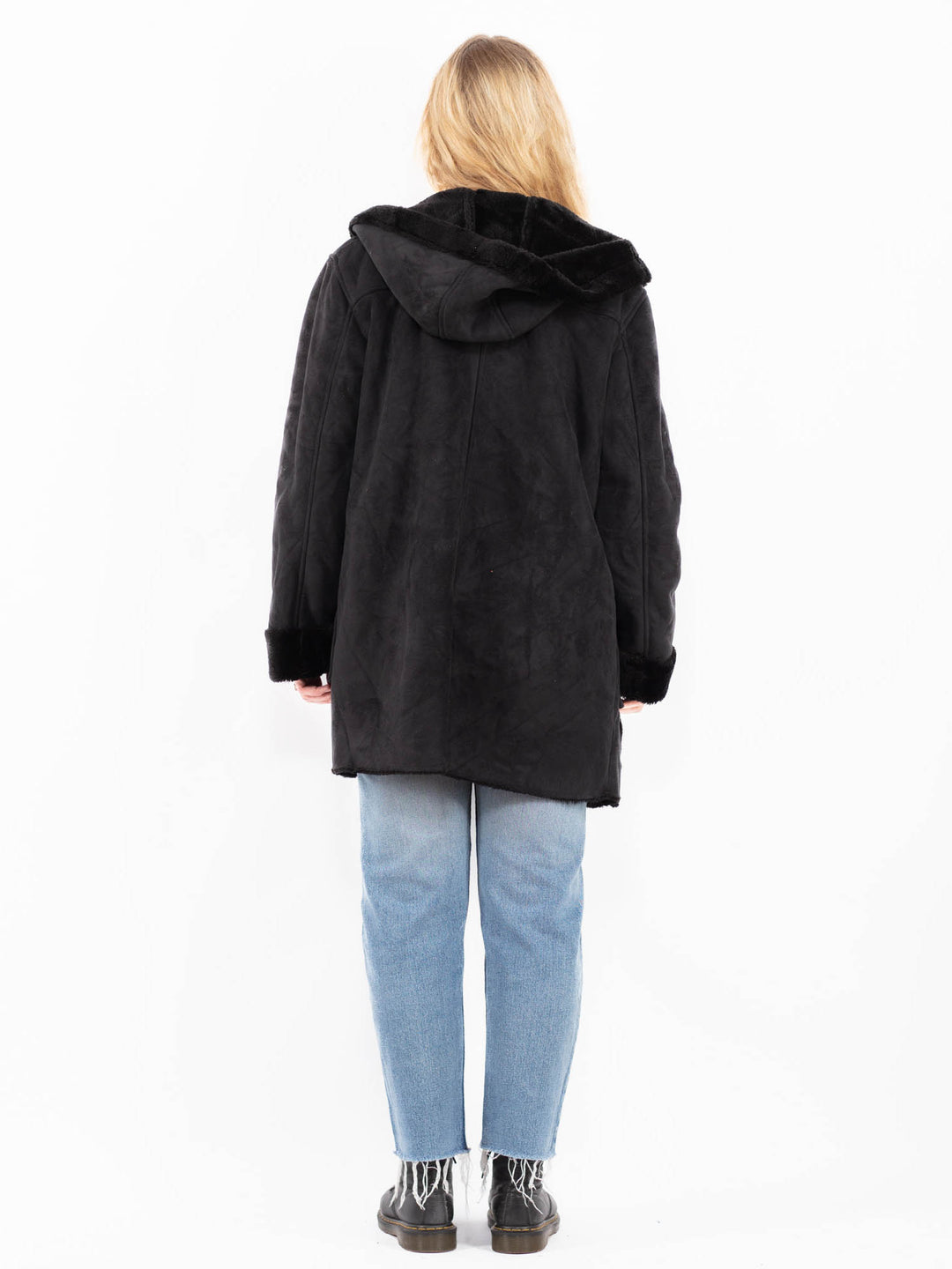 Vintage 00's Women Faux Sheepskin Coat in BlackA0525