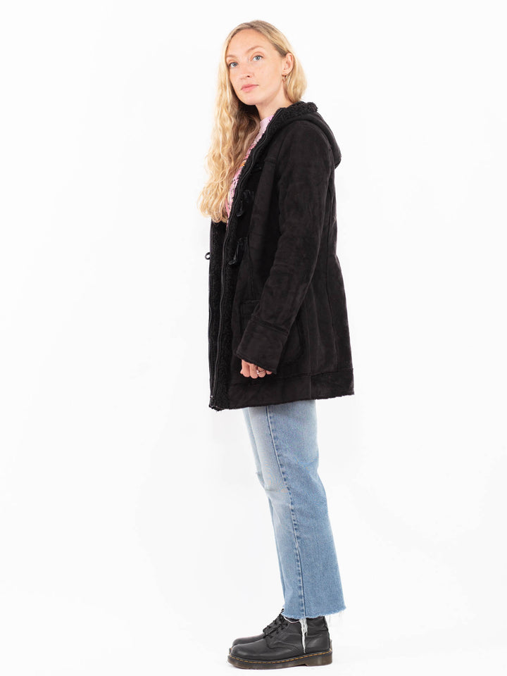 Vintage 00's Women Faux Sheepskin Coat in BlackA0532